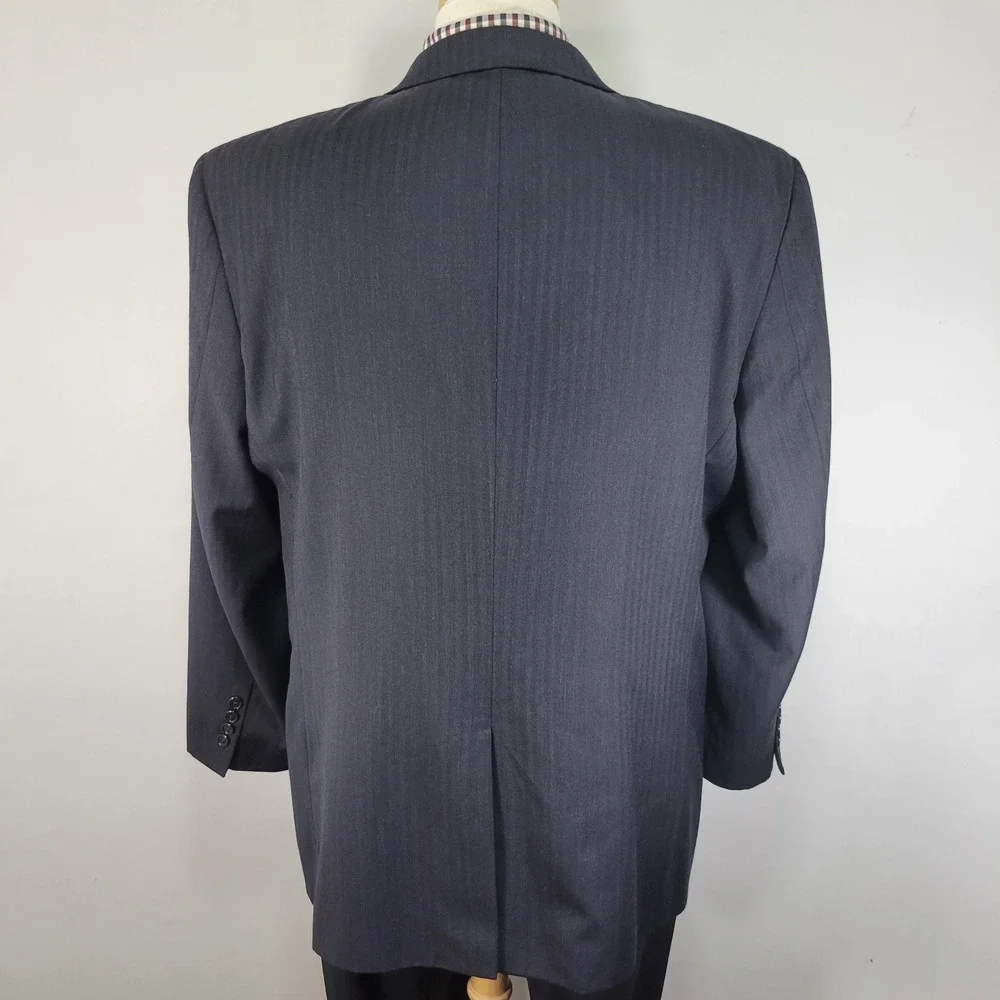 JOS A BANK Men's Sport‎ Coat Blazer Two Button Navy Herringbone Wool Size 46R